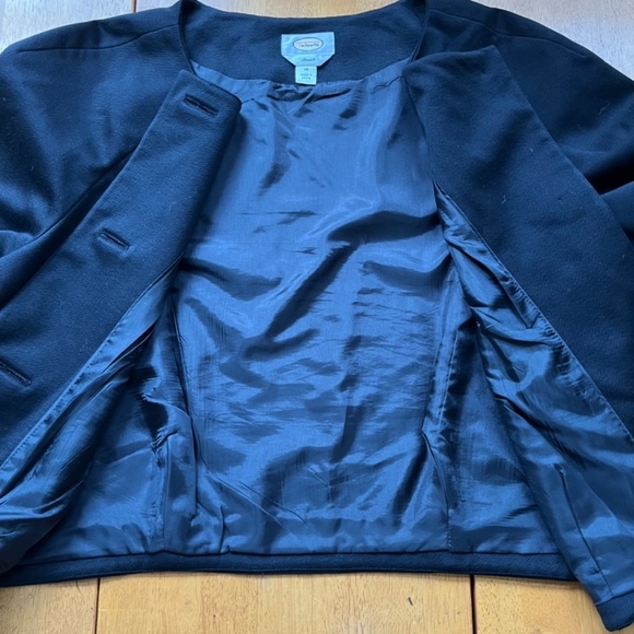 Talbots Black Cropped Stretch Blazer Jacket Button Up Swing Coat Lined, Size 14 - Picture 4 of 8